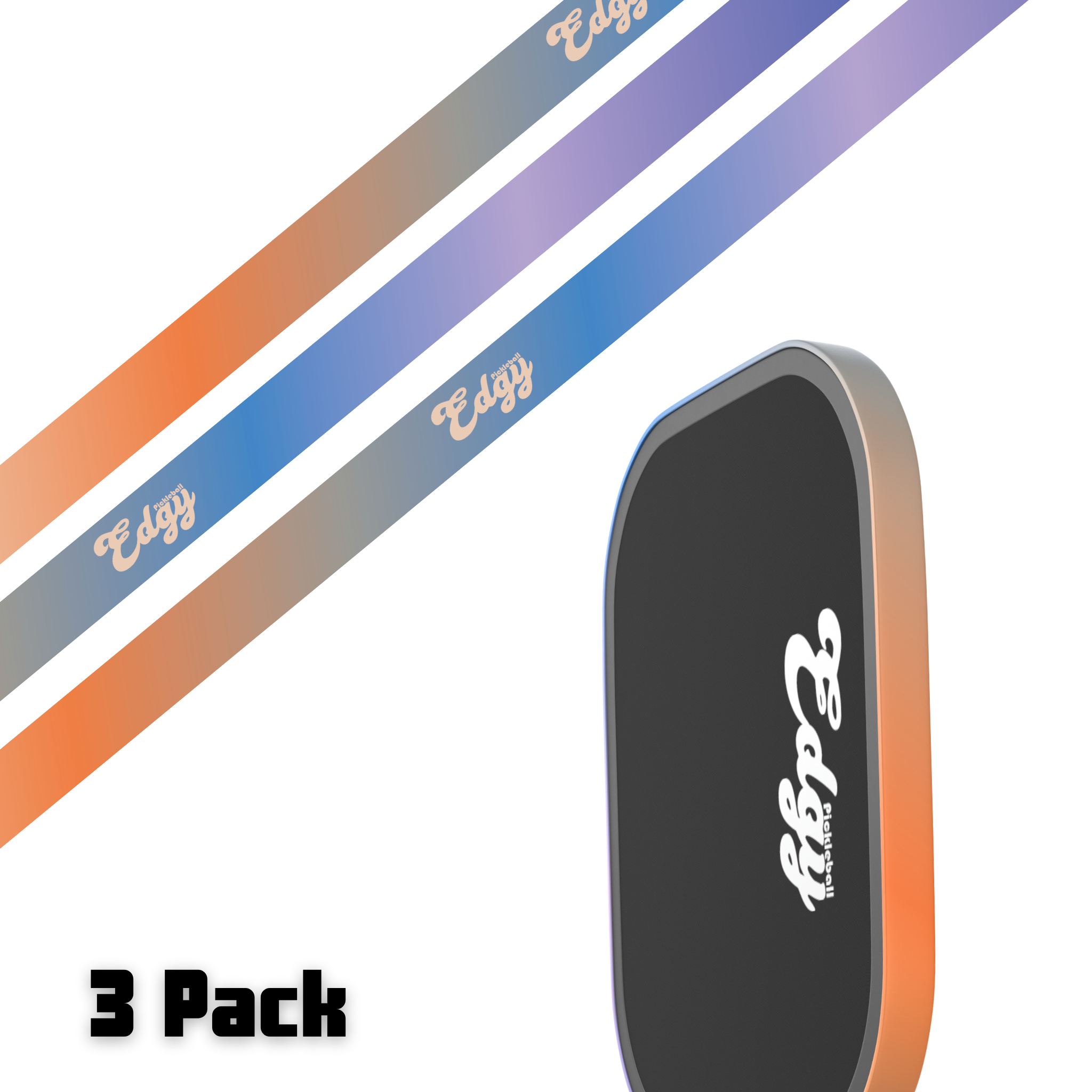 ラケット(軟式用) custom edge typeS Gradient Edge Tape (3 pack) - Pickleball Paddle Edge Tape – Edgy