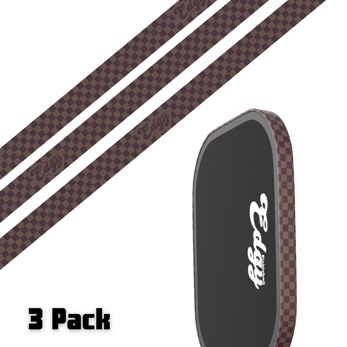 Cocoa Checkers Edge Tape (3 pack) - Pickleball Paddle Edge Tape