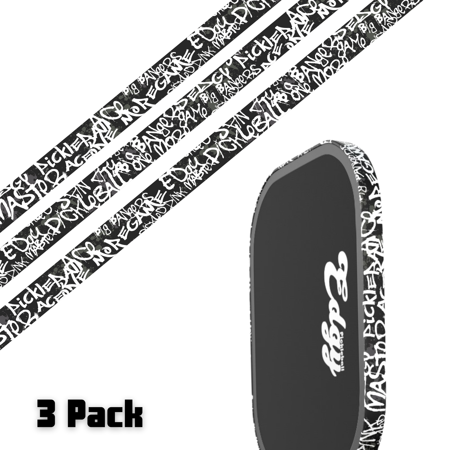White Graffiti Edge Tape (3 pack) - Pickleball Paddle Edge Tape