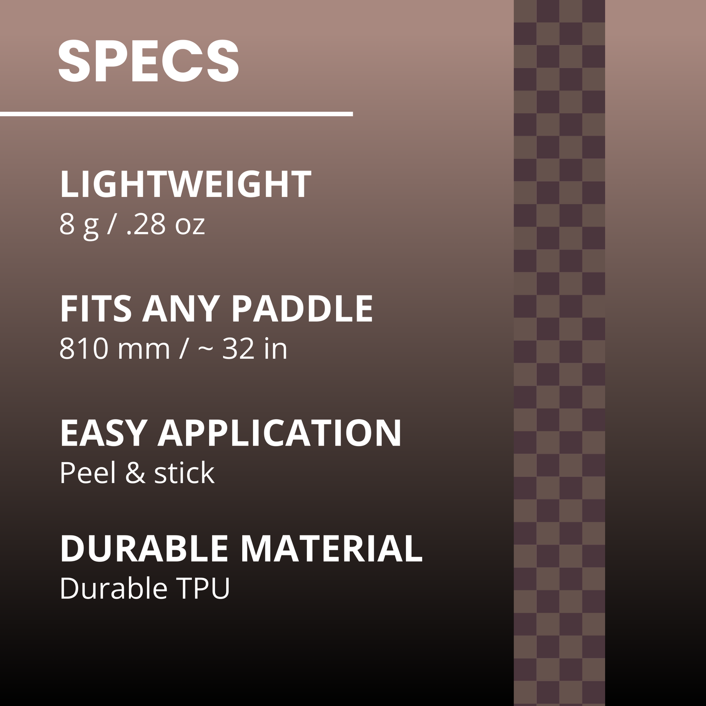 Cocoa Checkers Edge Tape (3 pack) - Pickleball Paddle Edge Tape