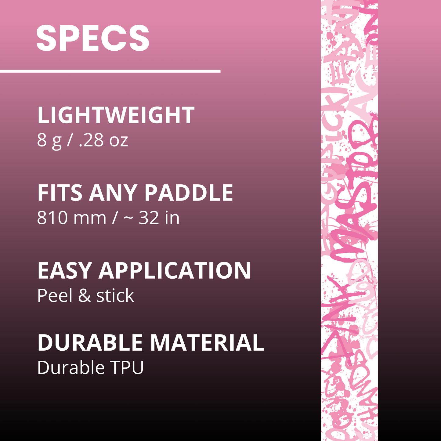 Pink Graffiti Edge Tape (3 pack) - Pickleball Paddle Edge Tape